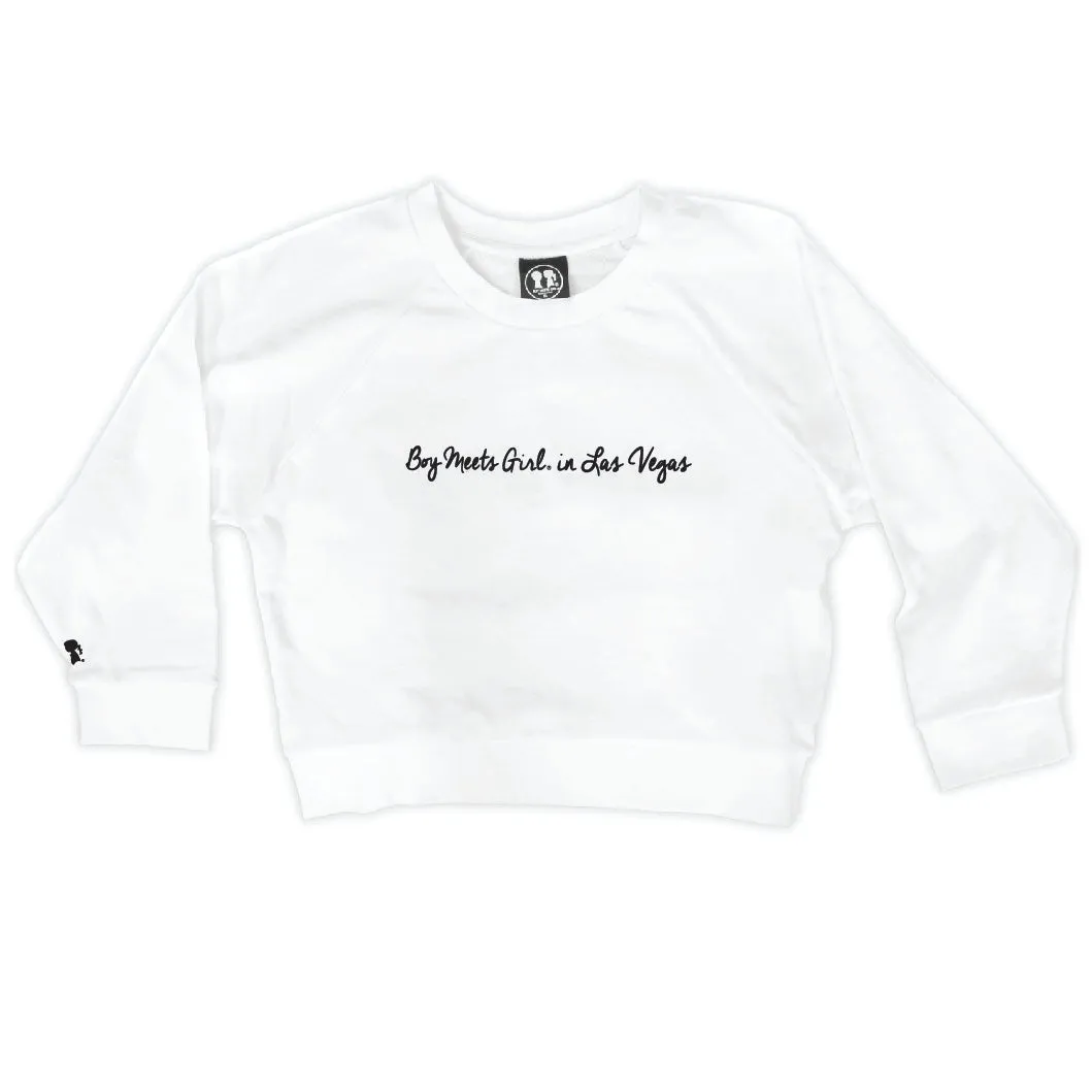 Boy Meets Girl® in Las Vegas White Crop Sweatshirt