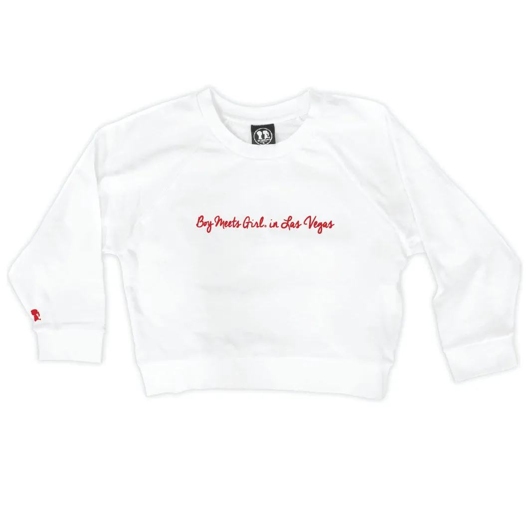 Boy Meets Girl® in Las Vegas White Crop Sweatshirt