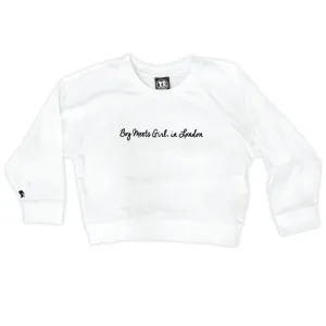 Boy Meets Girl® in London White Crop Sweatshirt