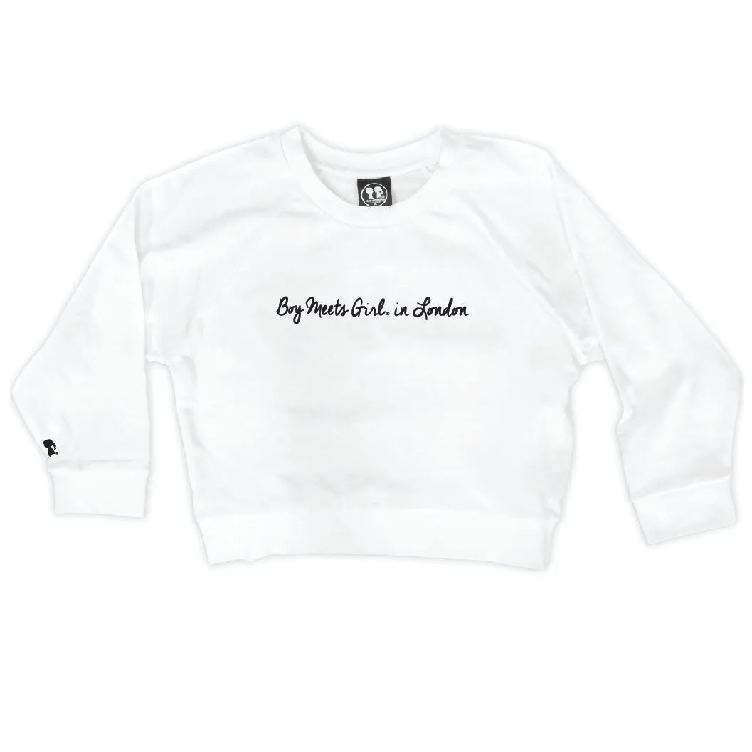Boy Meets Girl® in London White Crop Sweatshirt