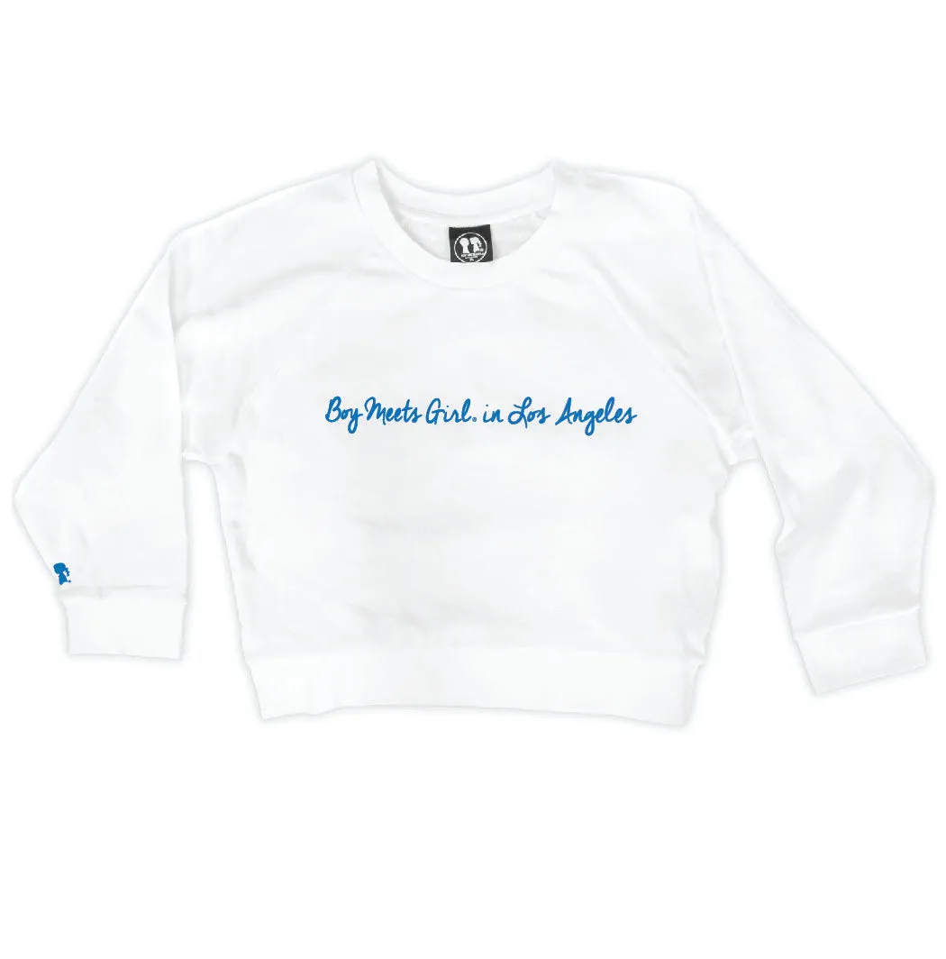 Boy Meets Girl® in Los Angeles White Crop Sweatshirt