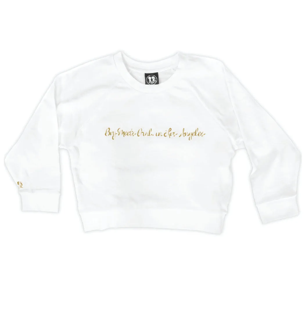 Boy Meets Girl® in Los Angeles White Crop Sweatshirt