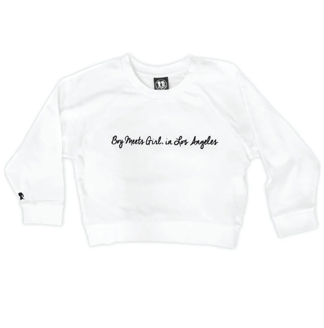 Boy Meets Girl® in Los Angeles White Crop Sweatshirt