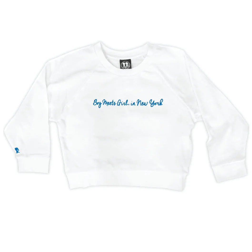 Boy Meets Girl® in New York White Crop Sweatshirt