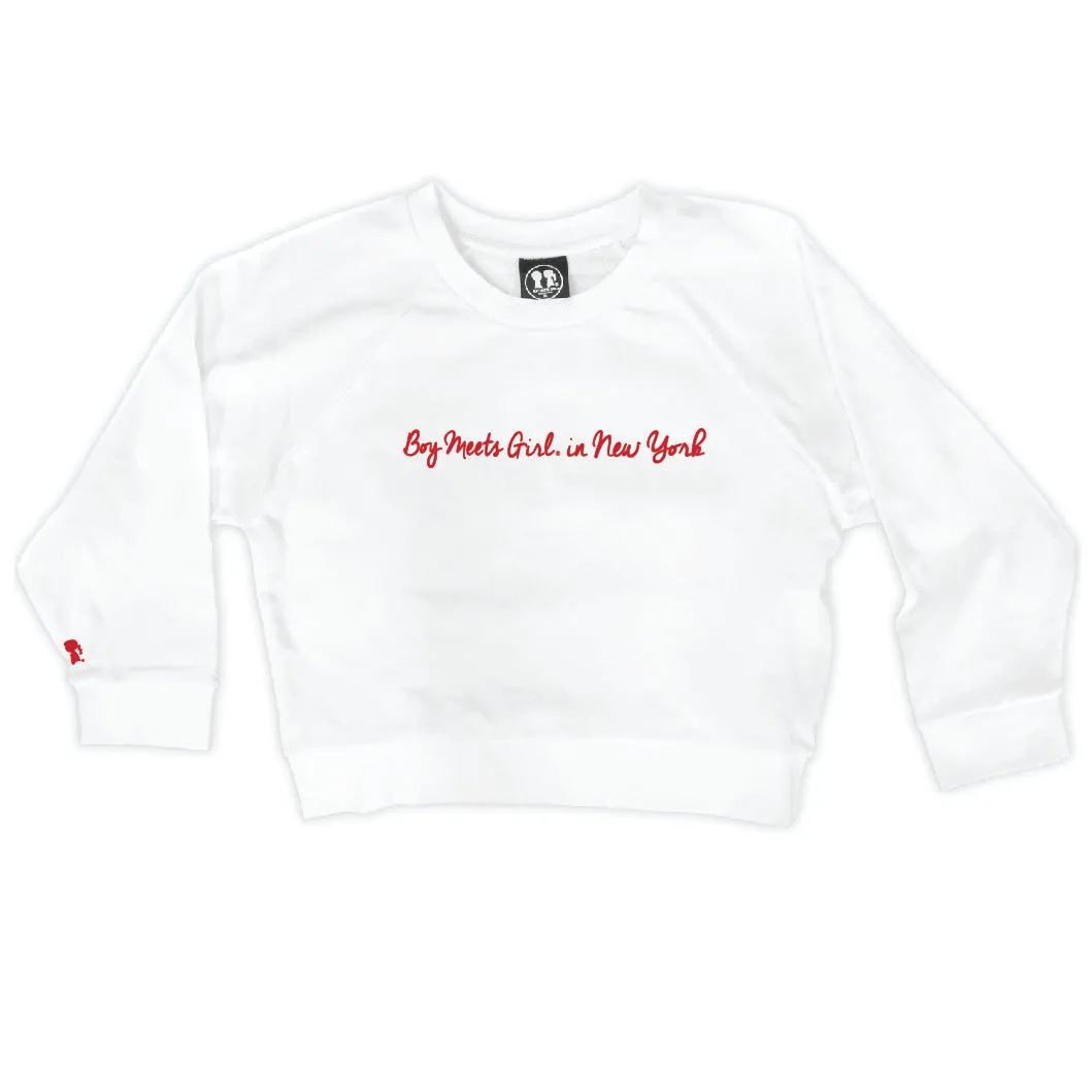 Boy Meets Girl® in New York White Crop Sweatshirt