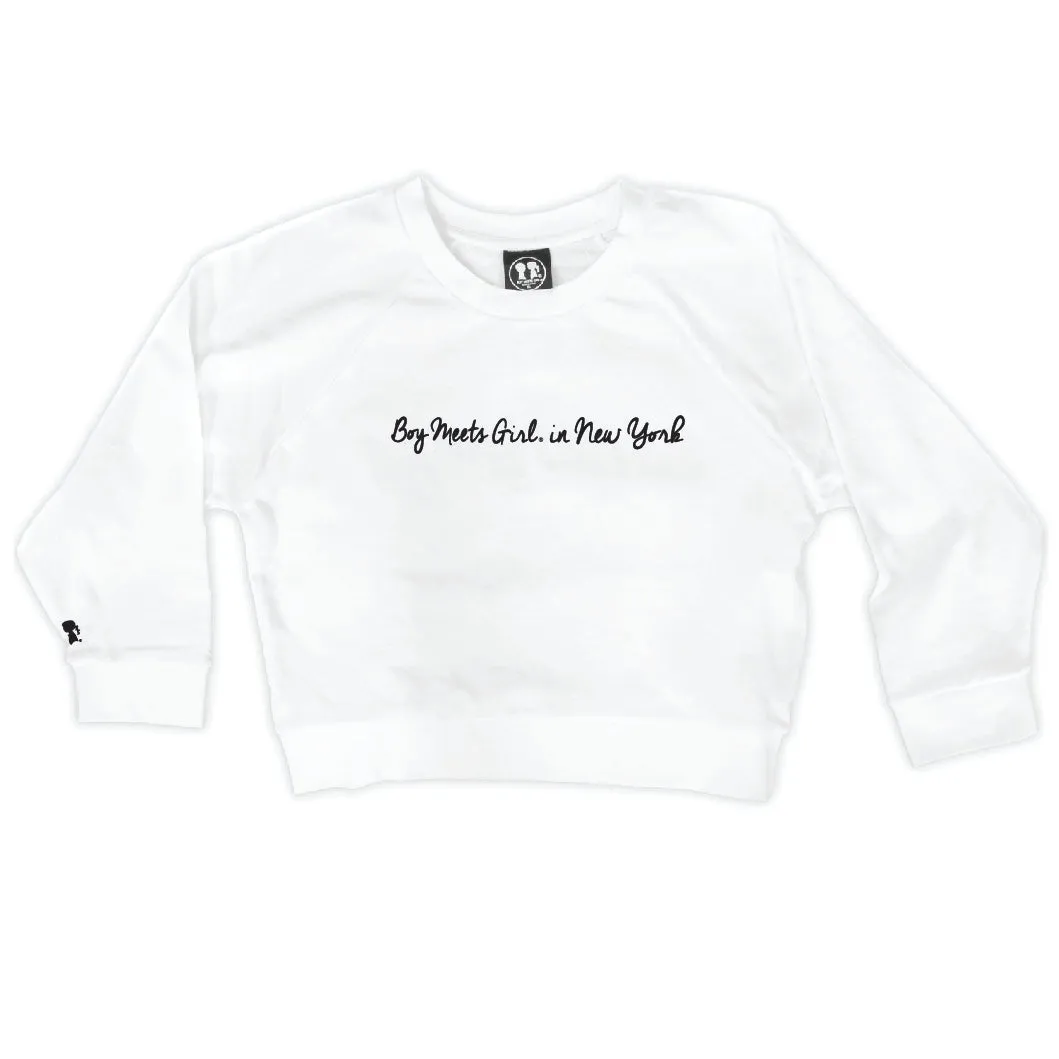 Boy Meets Girl® in New York White Crop Sweatshirt