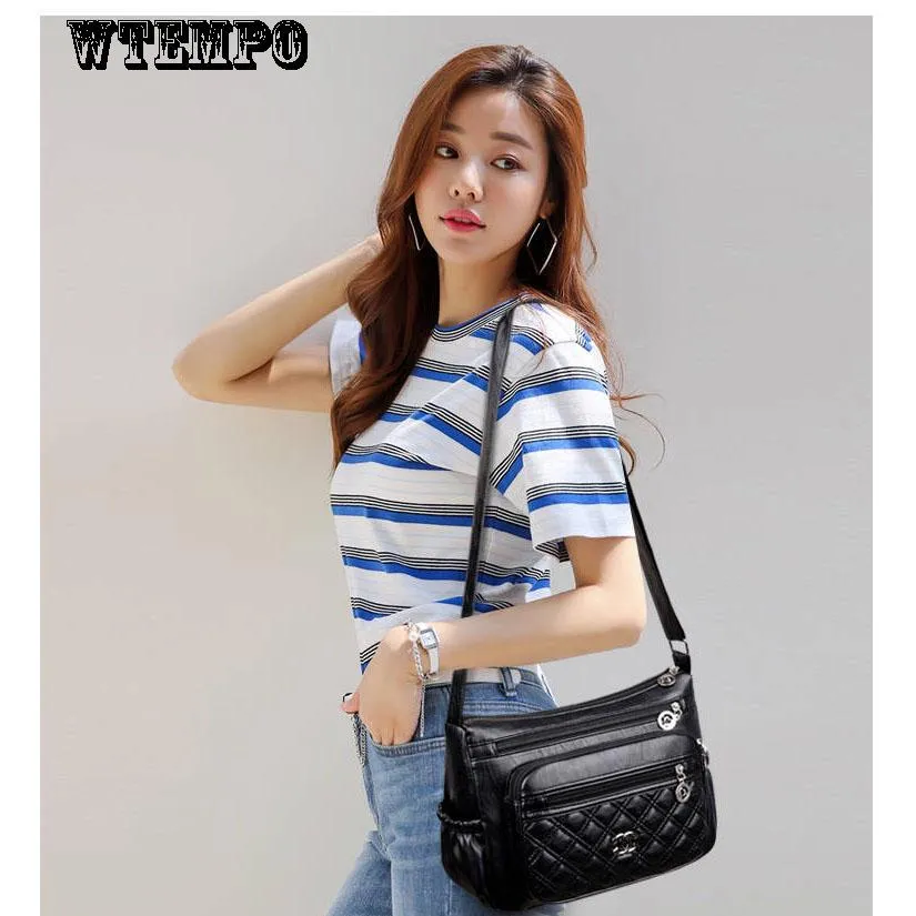 Brand One-shoulder Messenger Bag Trend Bag Fashion Wild Women Bag Multi-layer Soft Leather
