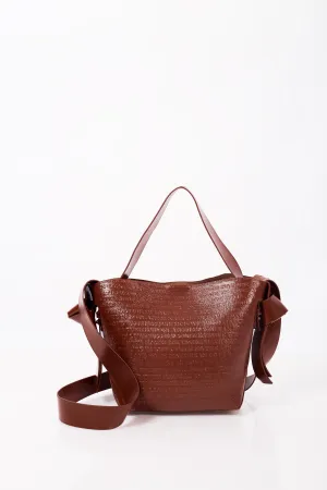 Brown Knotty Crossbody Top Handle Bag