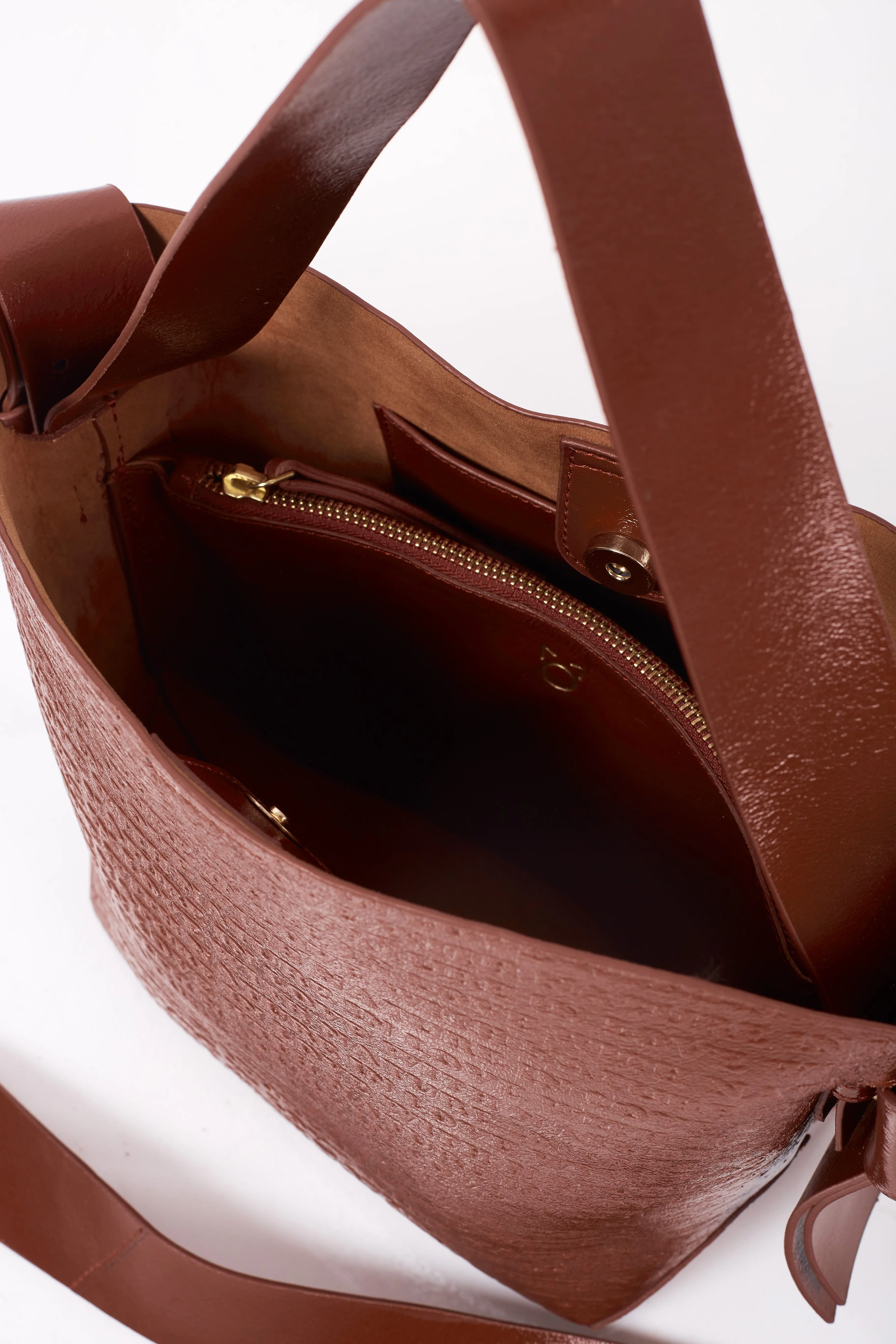 Brown Knotty Crossbody Top Handle Bag