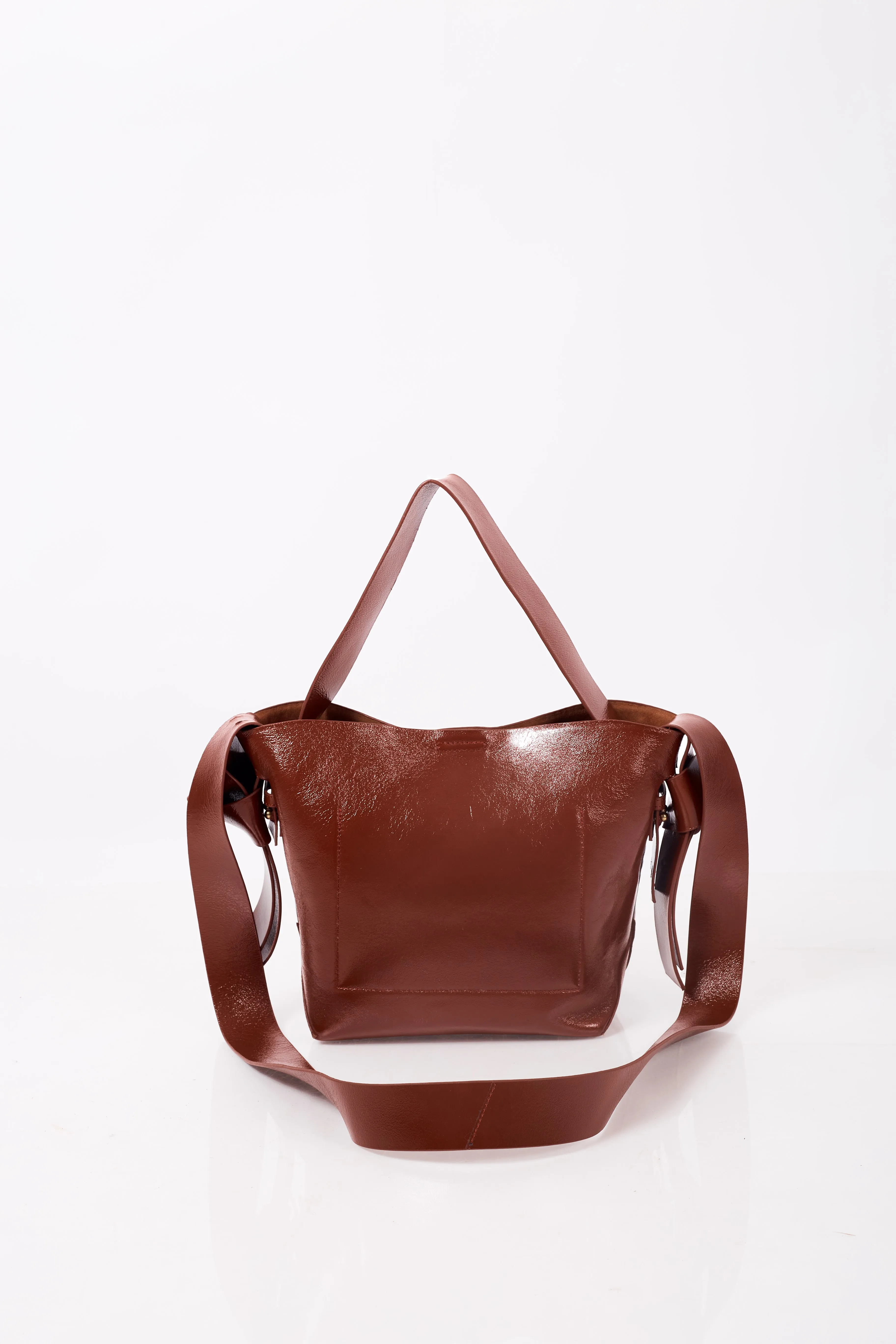 Brown Knotty Crossbody Top Handle Bag
