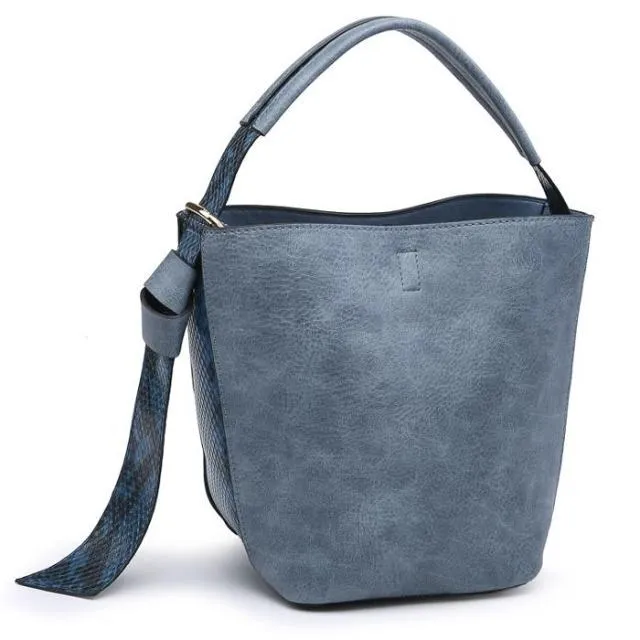 Bucket Bag-in-a-Bag Blue Snake Print
