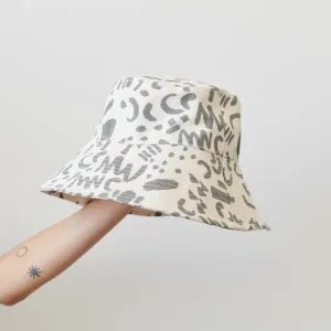 Bucket Hat - Dashes and Moons in Charcoal