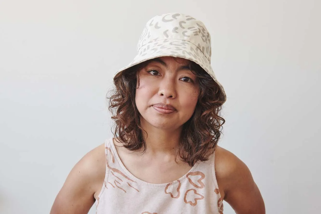 Bucket Hat - Dashes and Moons in Flax