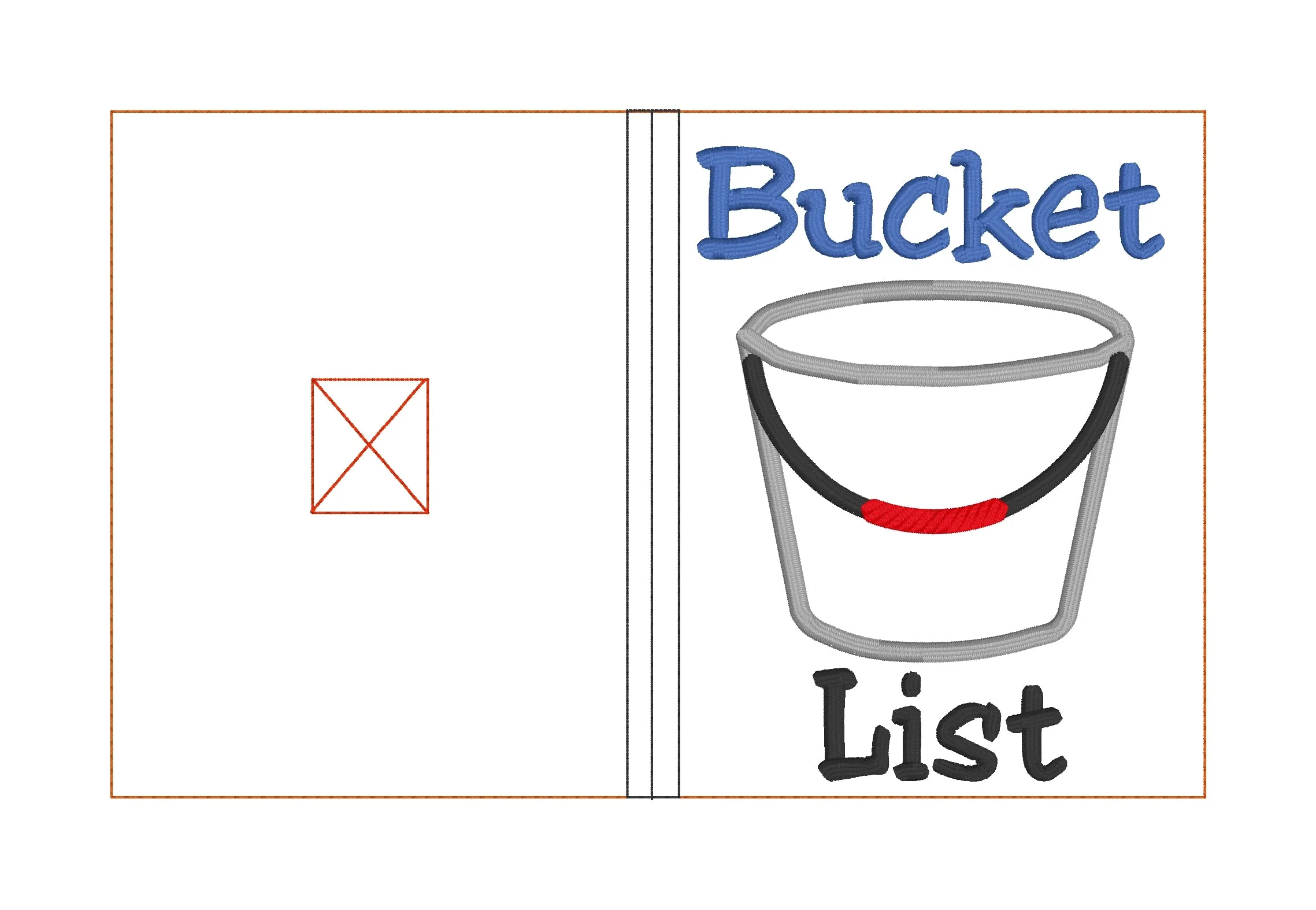 Bucket list applique notebook cover (2 sizes available) machine embroidery design DIGITAL DOWNLOAD