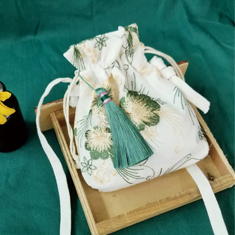 Buddha Stones Embroidered Flowers Cherry Blossoms Vine Canvas Crossbody Bag Shoulder Bag