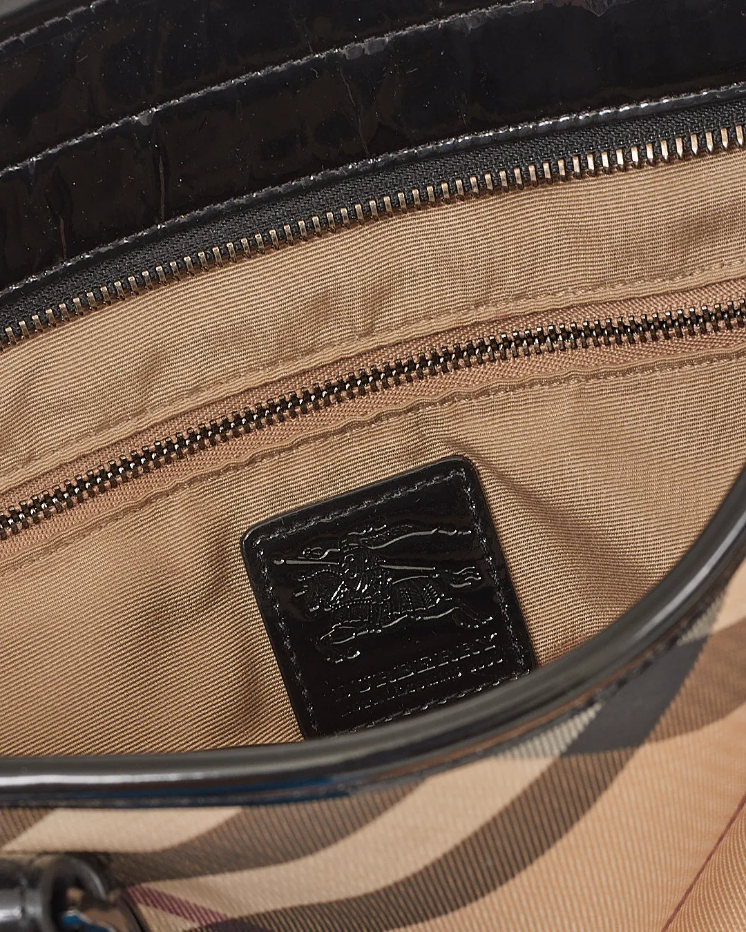 Burberry Beige Nova Check Coated Canvas & Patent Leather Tote Bag