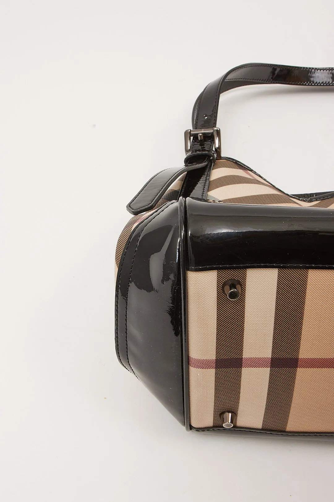 Burberry Nova Check Coated Canvas & Patent Leather Tote Bag