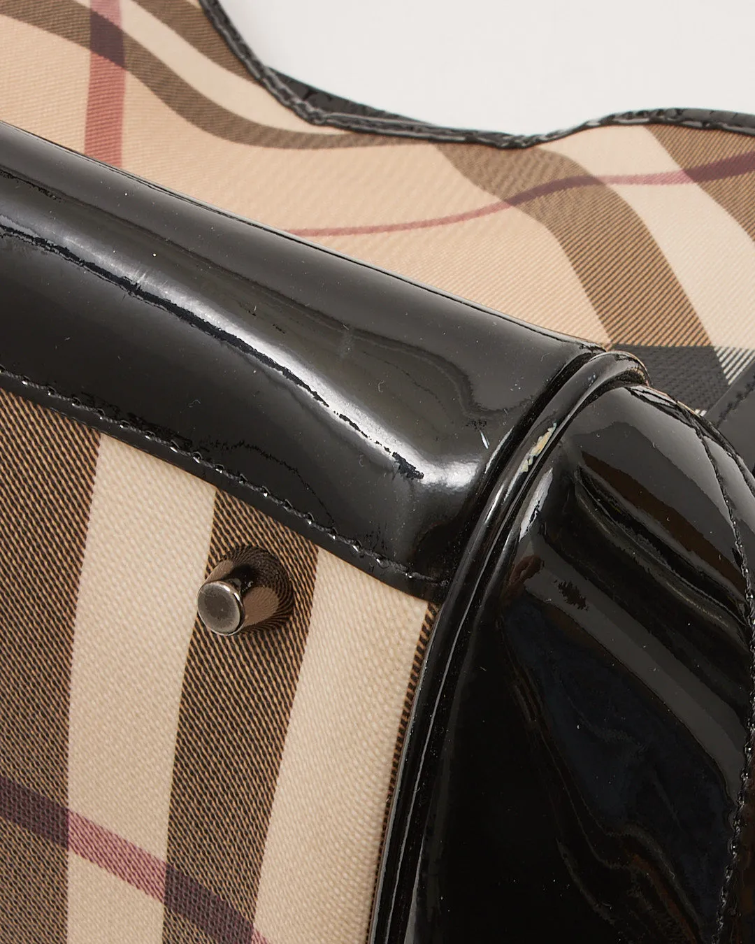 Burberry Nova Check Coated Canvas & Patent Leather Tote Bag