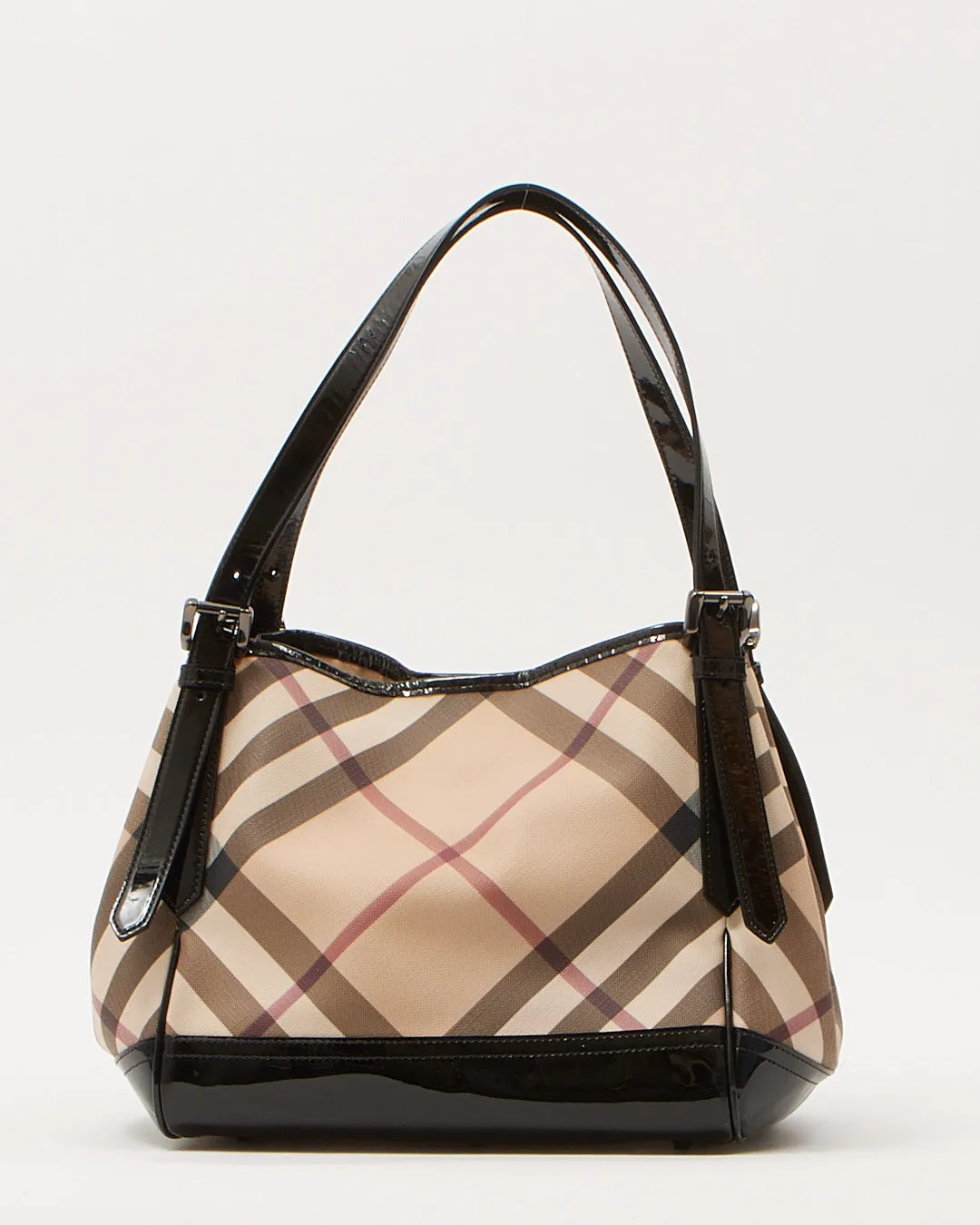 Burberry Nova Check Coated Canvas & Patent Leather Tote Bag