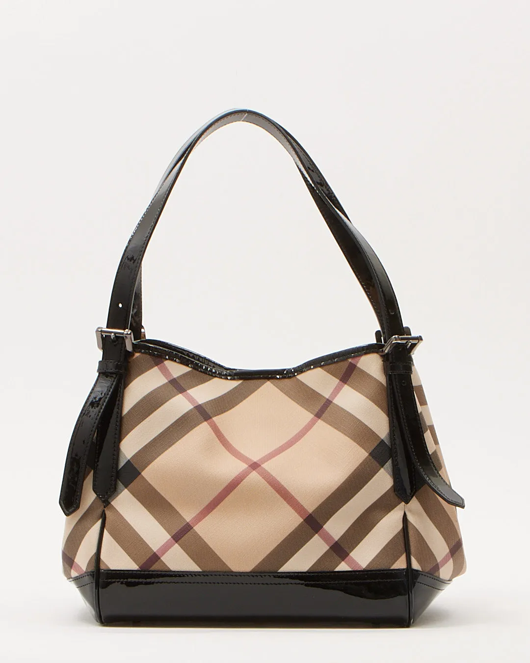 Burberry Nova Check Coated Canvas & Patent Leather Tote Bag