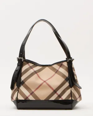 Burberry Nova Check Coated Canvas & Patent Leather Tote Bag