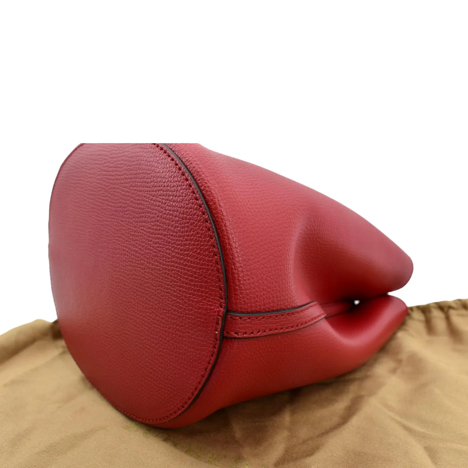 BURBERRY Reversible Haymarket Check Leather Bucket Crossbody Bag Red