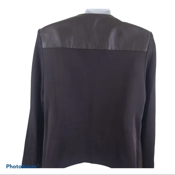 Butter Soft Leather Studded Knit Jacket Medium Brown Zip Front
