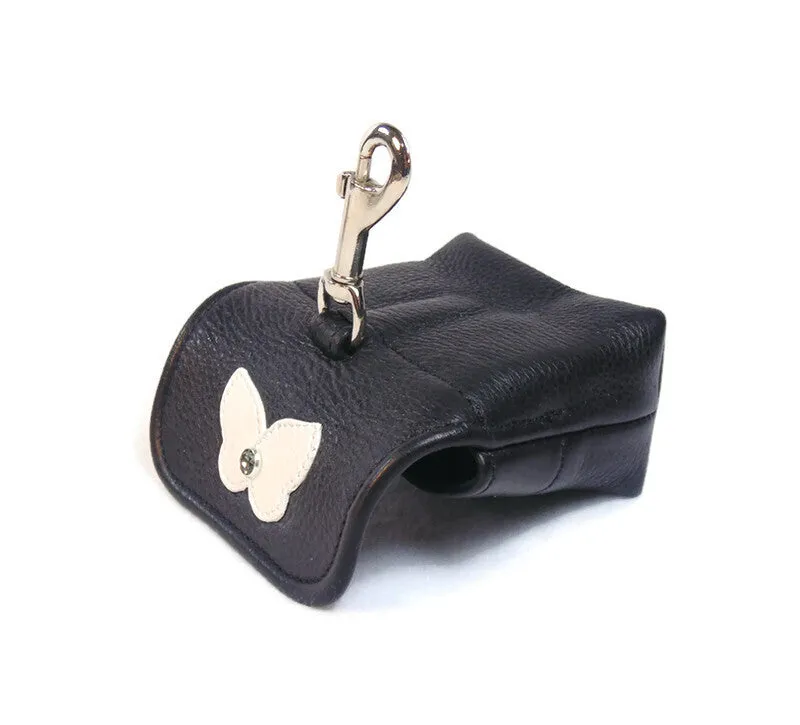 Butterfly Leather Poop Bag Holder