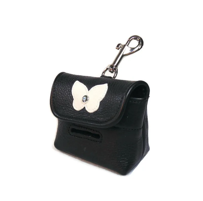 Butterfly Leather Poop Bag Holder