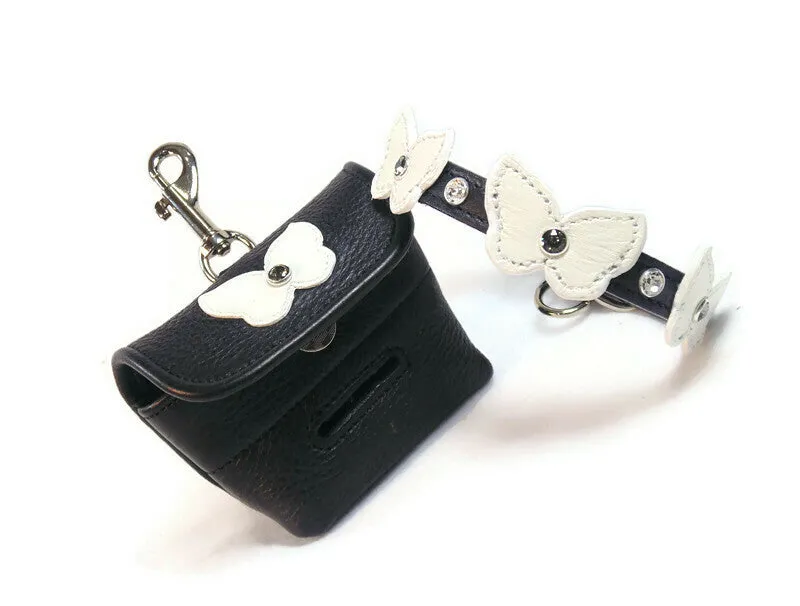 Butterfly Leather Poop Bag Holder