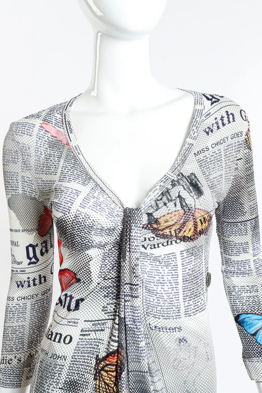 Butterfly Newspaper Print Dress