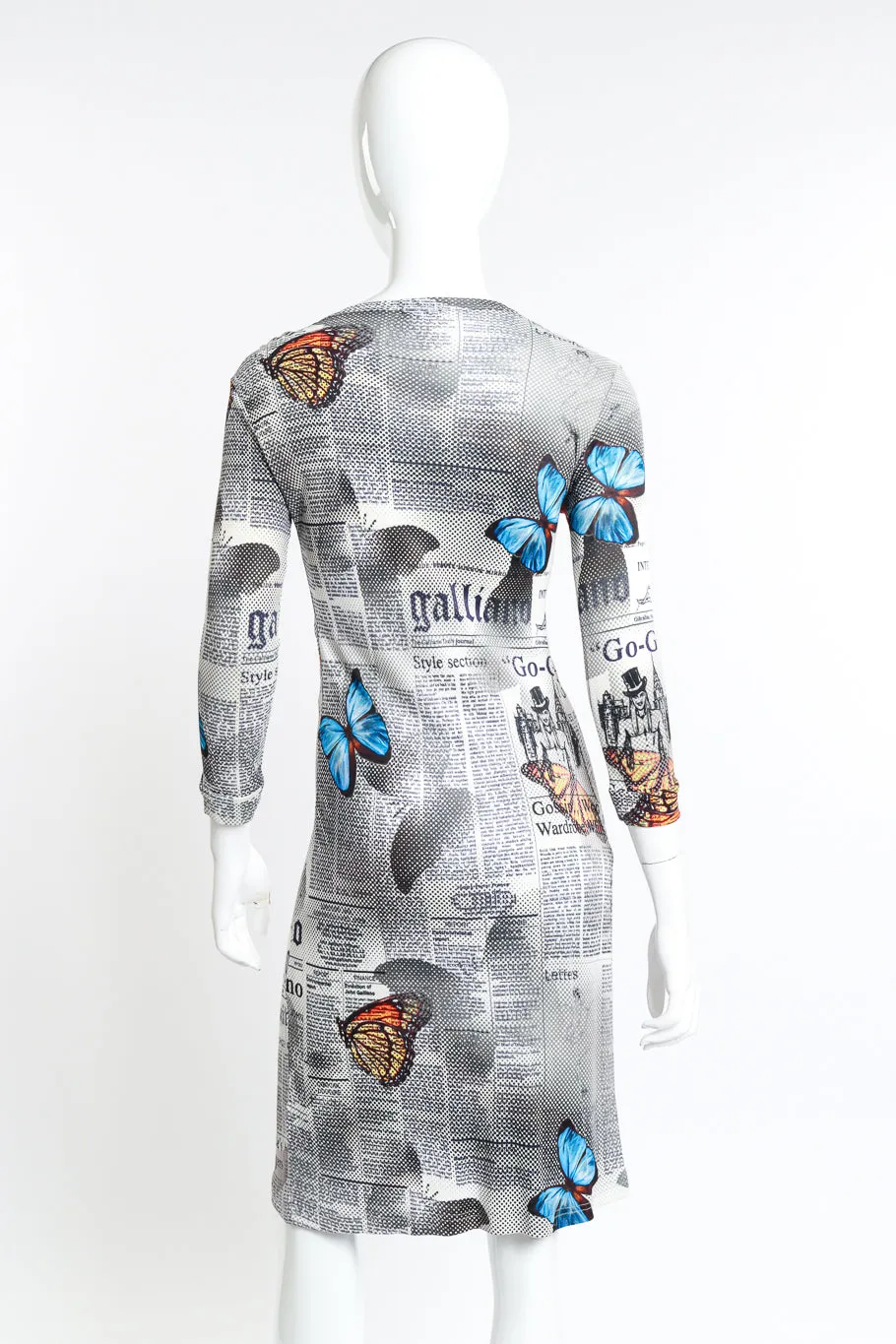 Butterfly Newspaper Print Dress