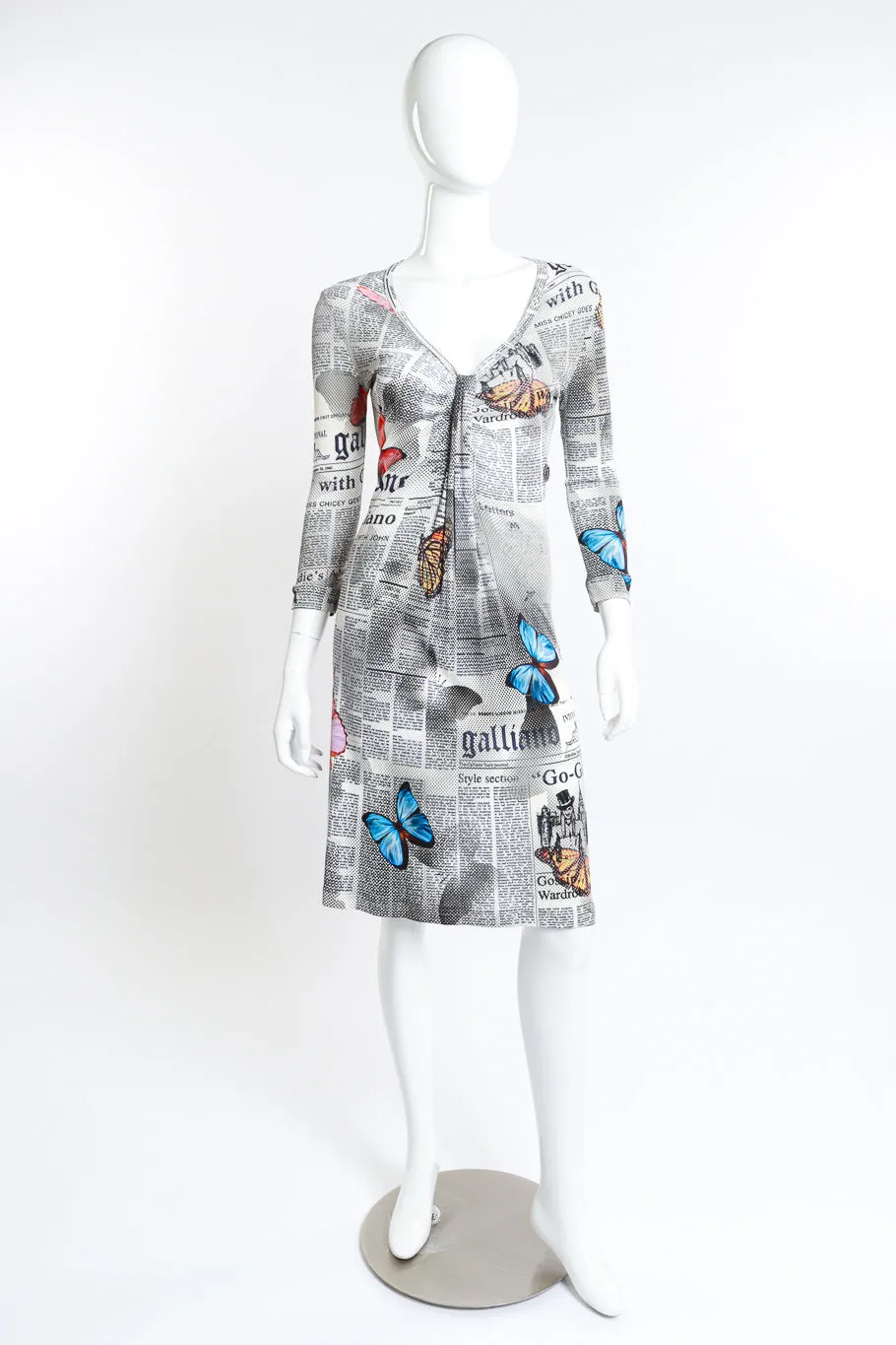 Butterfly Newspaper Print Dress