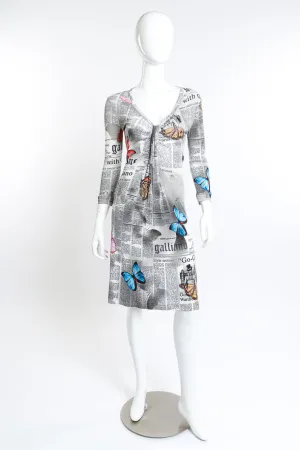 Butterfly Newspaper Print Dress