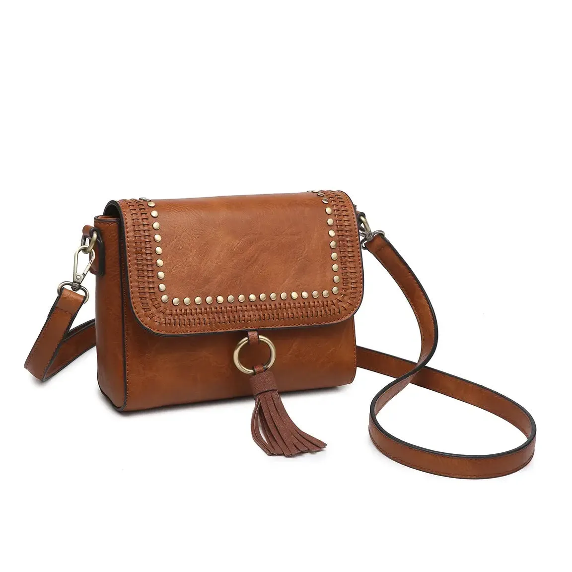 Camel Studded Crossbody Bag