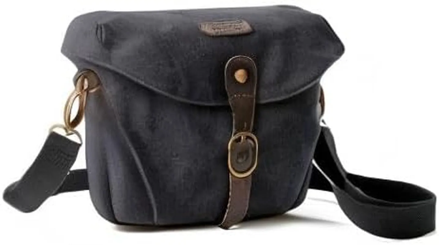 Camera Bag, SLR DSLR Canvas Crossbody Camera Case, Compact Camera Shoulder Bag with Rain Cover for Women and Men, Black