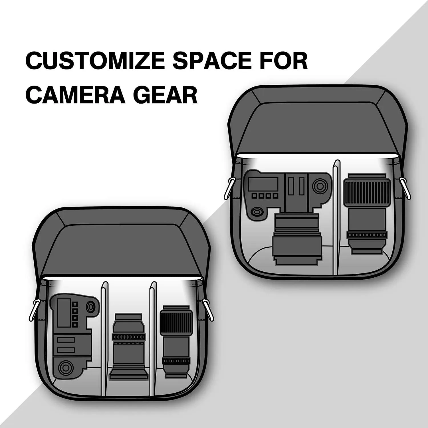 Camera Bag, SLR DSLR Canvas Crossbody Camera Case, Compact Camera Shoulder Bag with Rain Cover for Women and Men, Black
