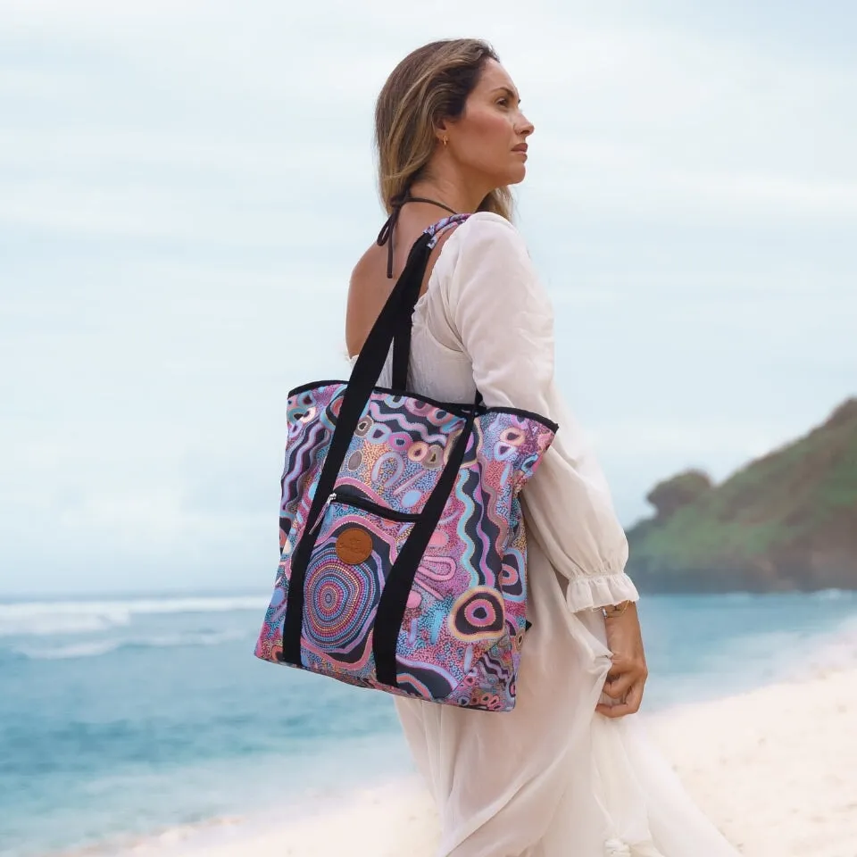 CAMPING UNDER THE MOONLIGHT TOTE BEACH BAG