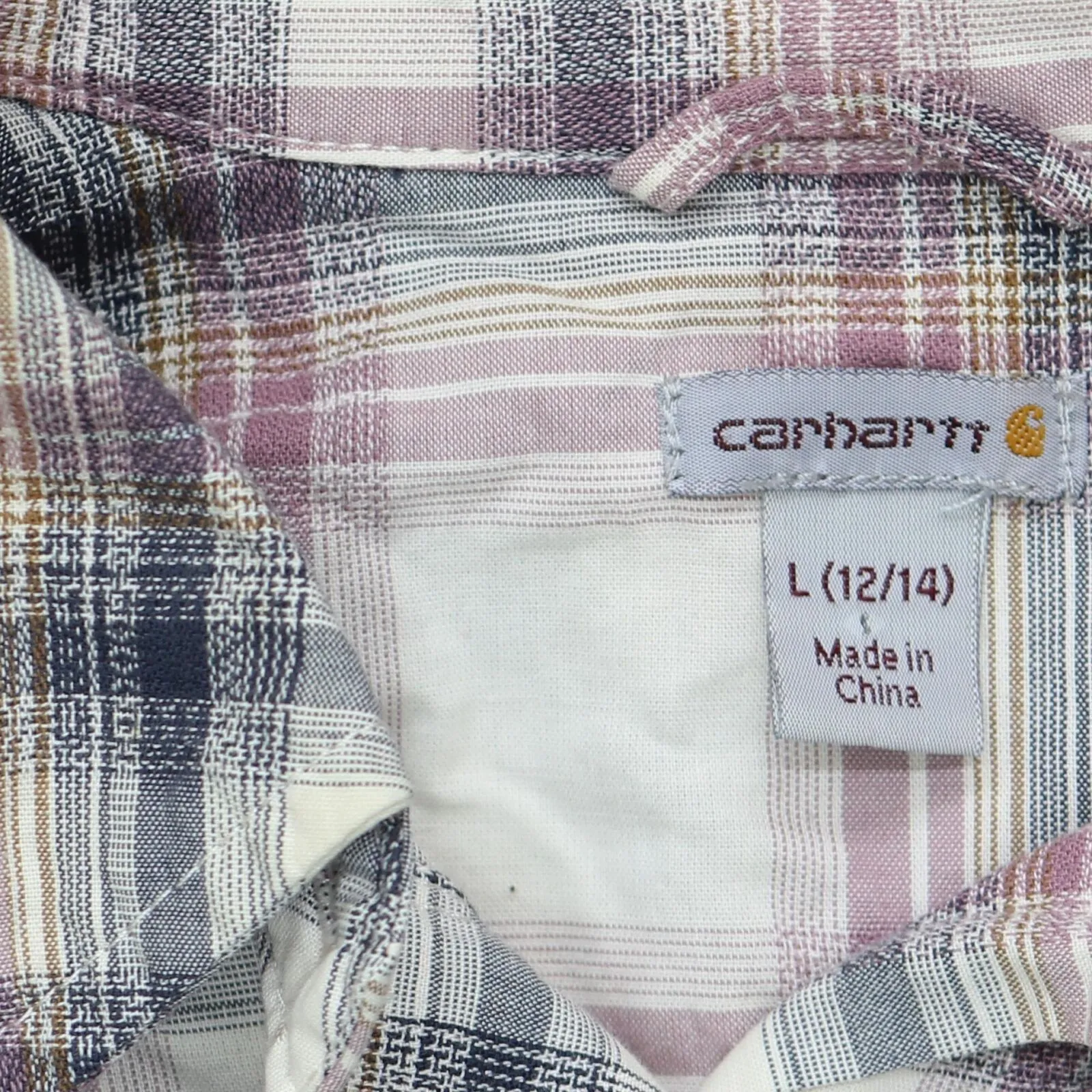 Carhartt Womens Button Up Long Sleeve Shirt Purple Multi Plaid L (12/14)