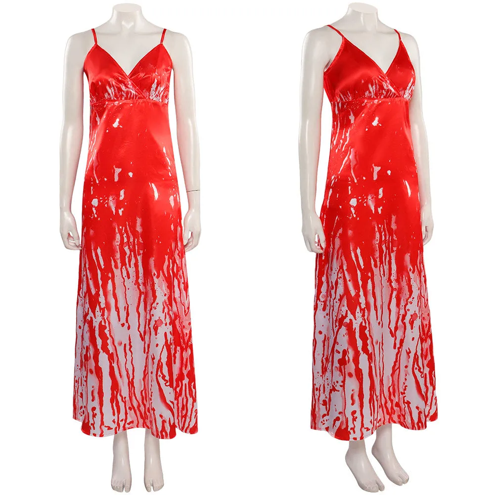 Carrie Red Red Dress Cosplay Costume Halloween Carnival Suit