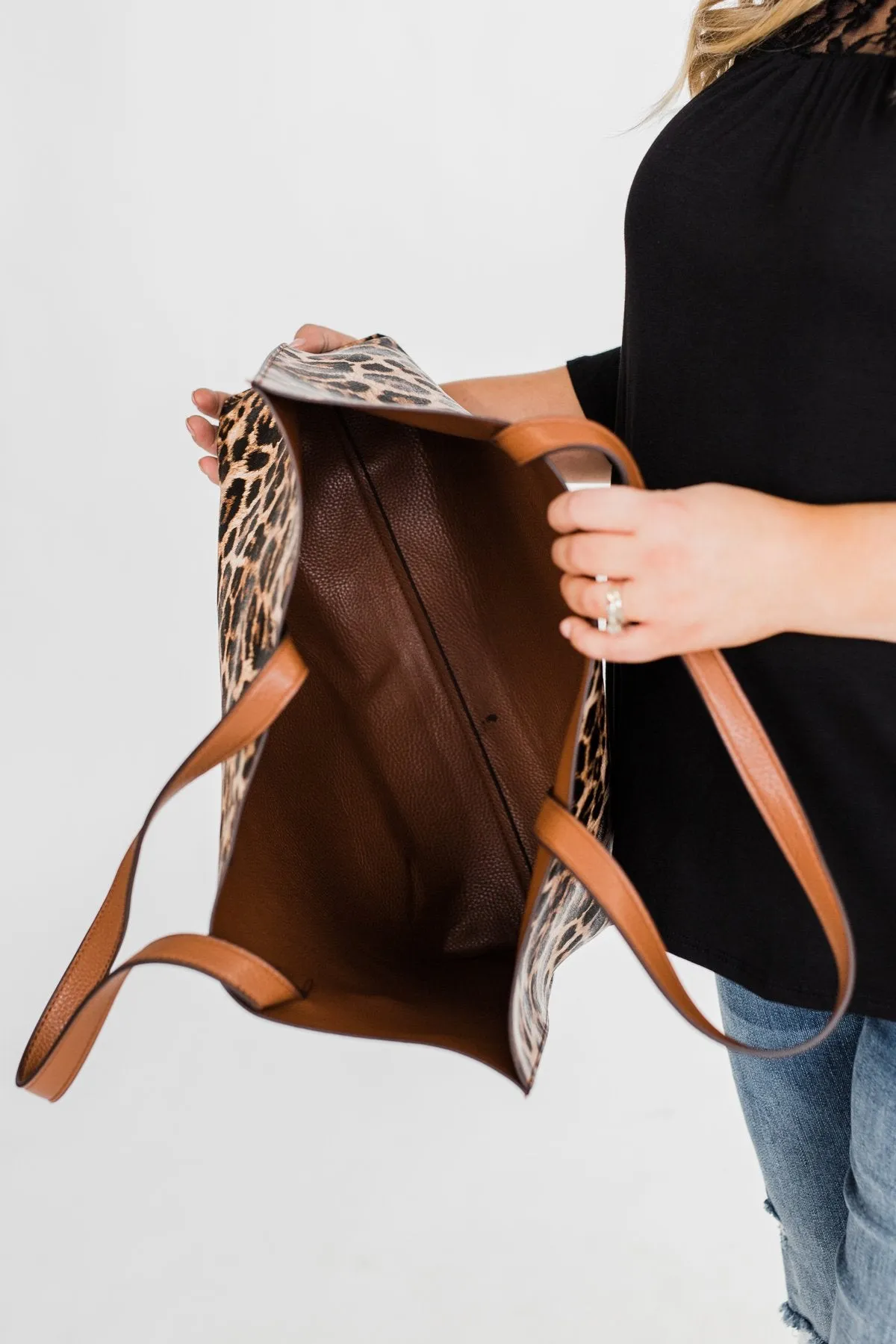 Carry-All Reversible Tote- Leopard Print & Brown