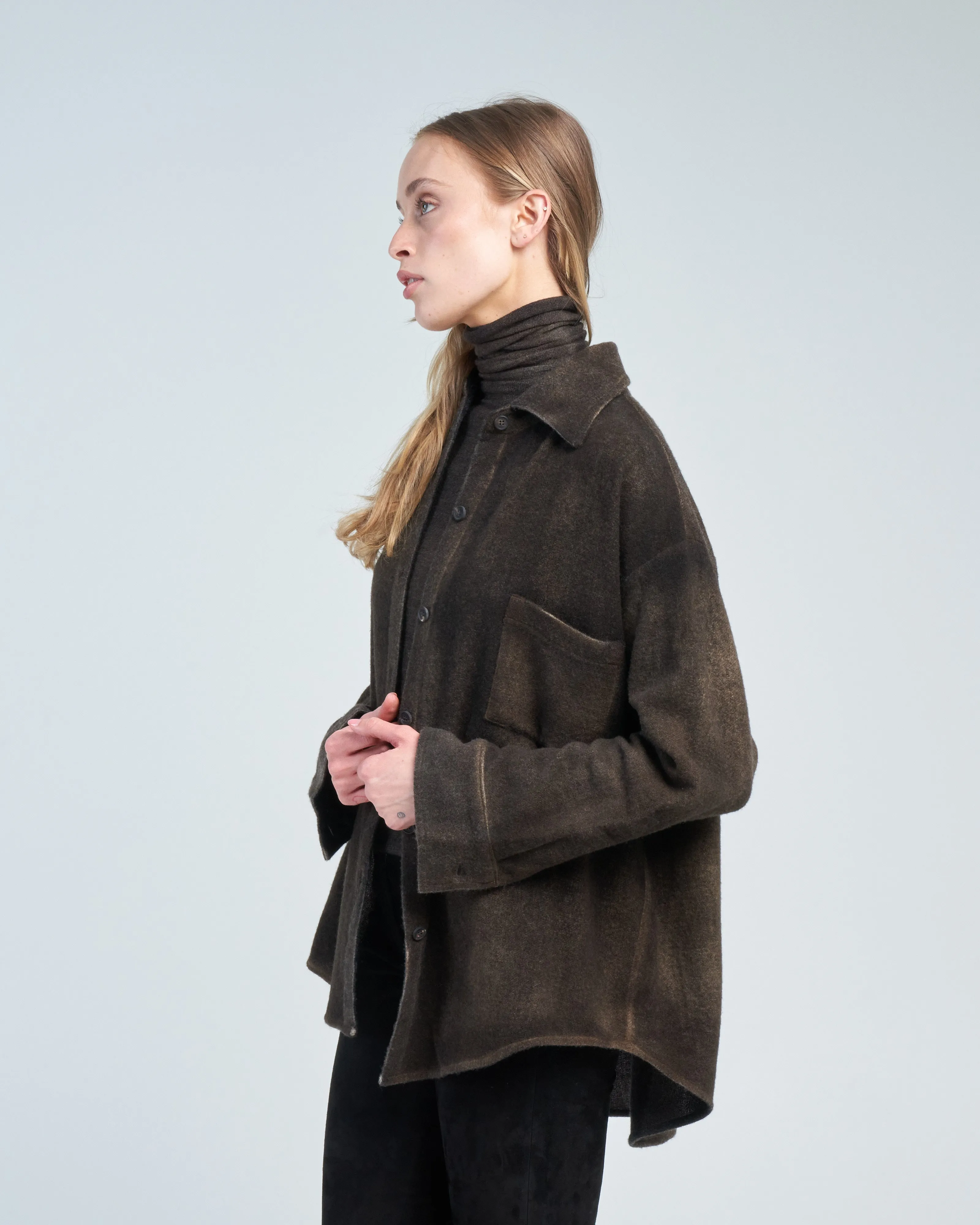 cashmere wool net fabric shirt