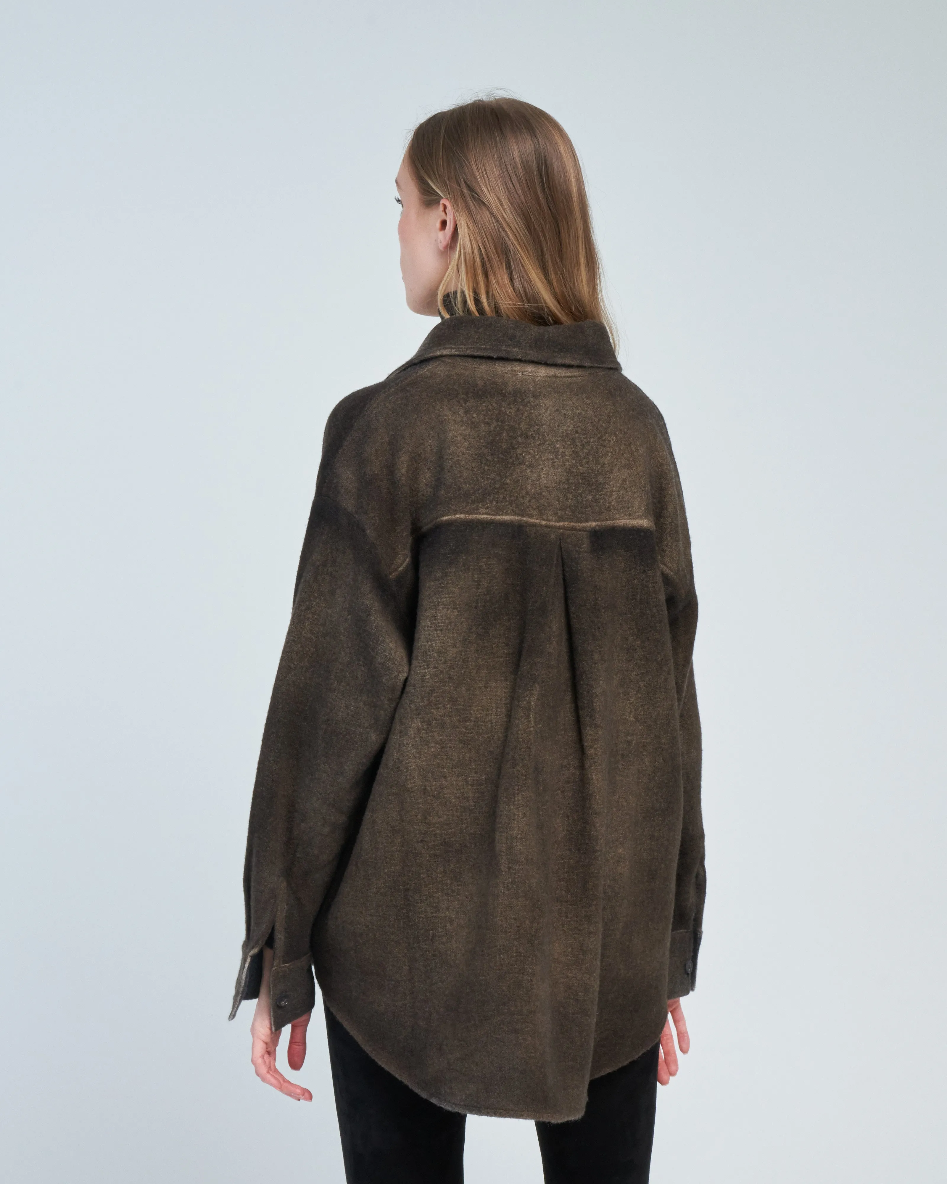 cashmere wool net fabric shirt
