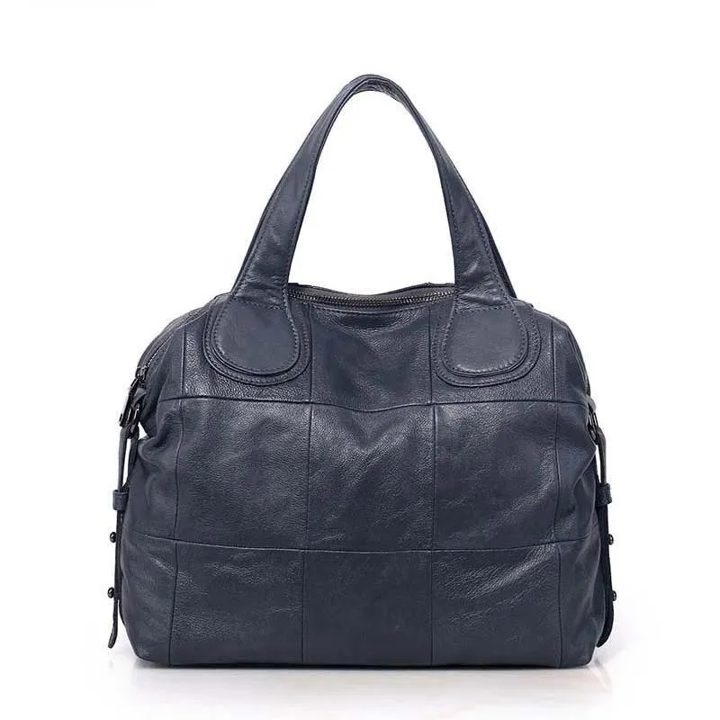 Casual Large Genuine Leather Bag Women Big Shoulder Bags Black Zipper Ladies Bag Bolsas Femininas High Quality Top-Handle Bags