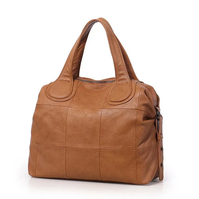 Casual Large Genuine Leather Bag Women Big Shoulder Bags Black Zipper Ladies Bag Bolsas Femininas High Quality Top-Handle Bags