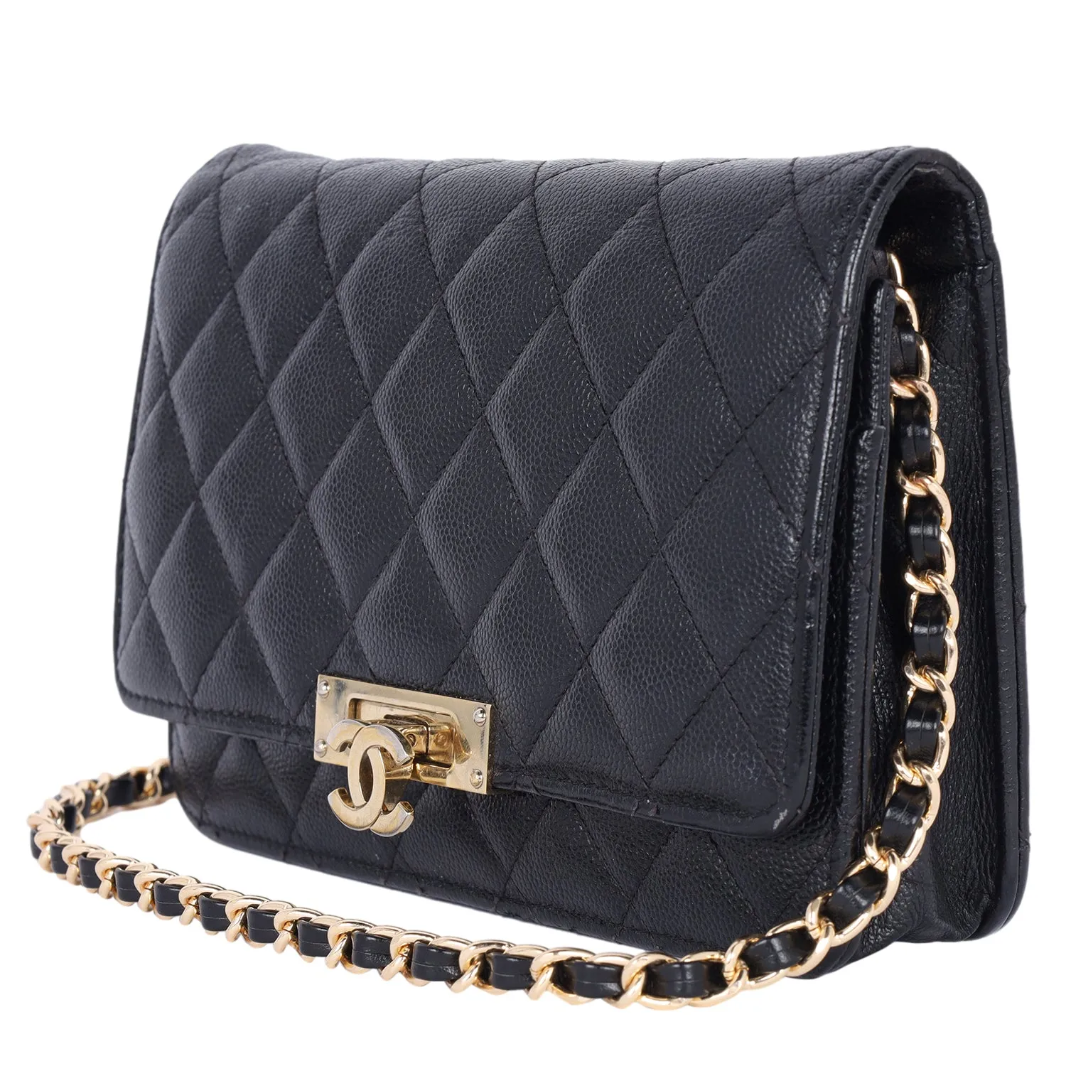 Caviar Quilted Golden Class Wallet On Chain WOC