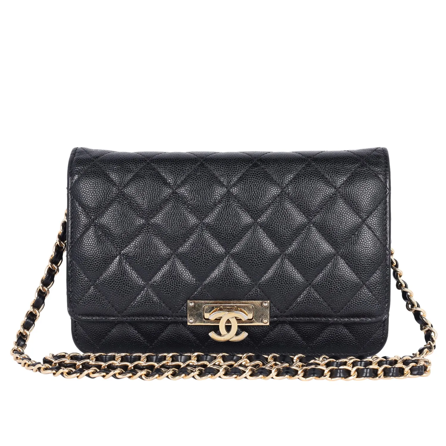 Caviar Quilted Golden Class Wallet On Chain WOC