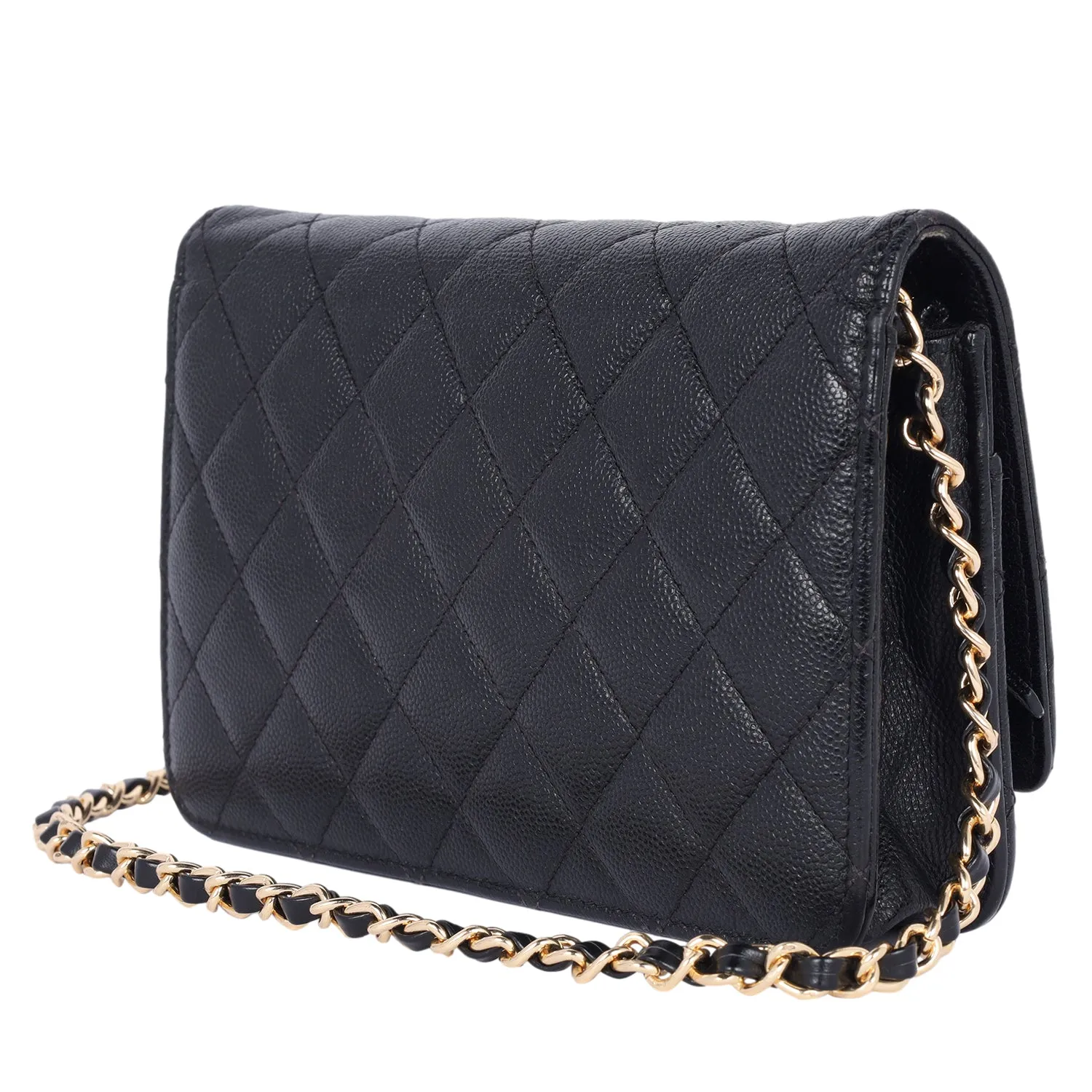 Caviar Quilted Golden Class Wallet On Chain WOC
