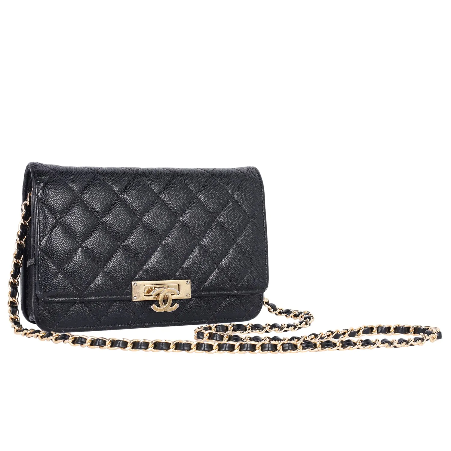 Caviar Quilted Golden Class Wallet On Chain WOC