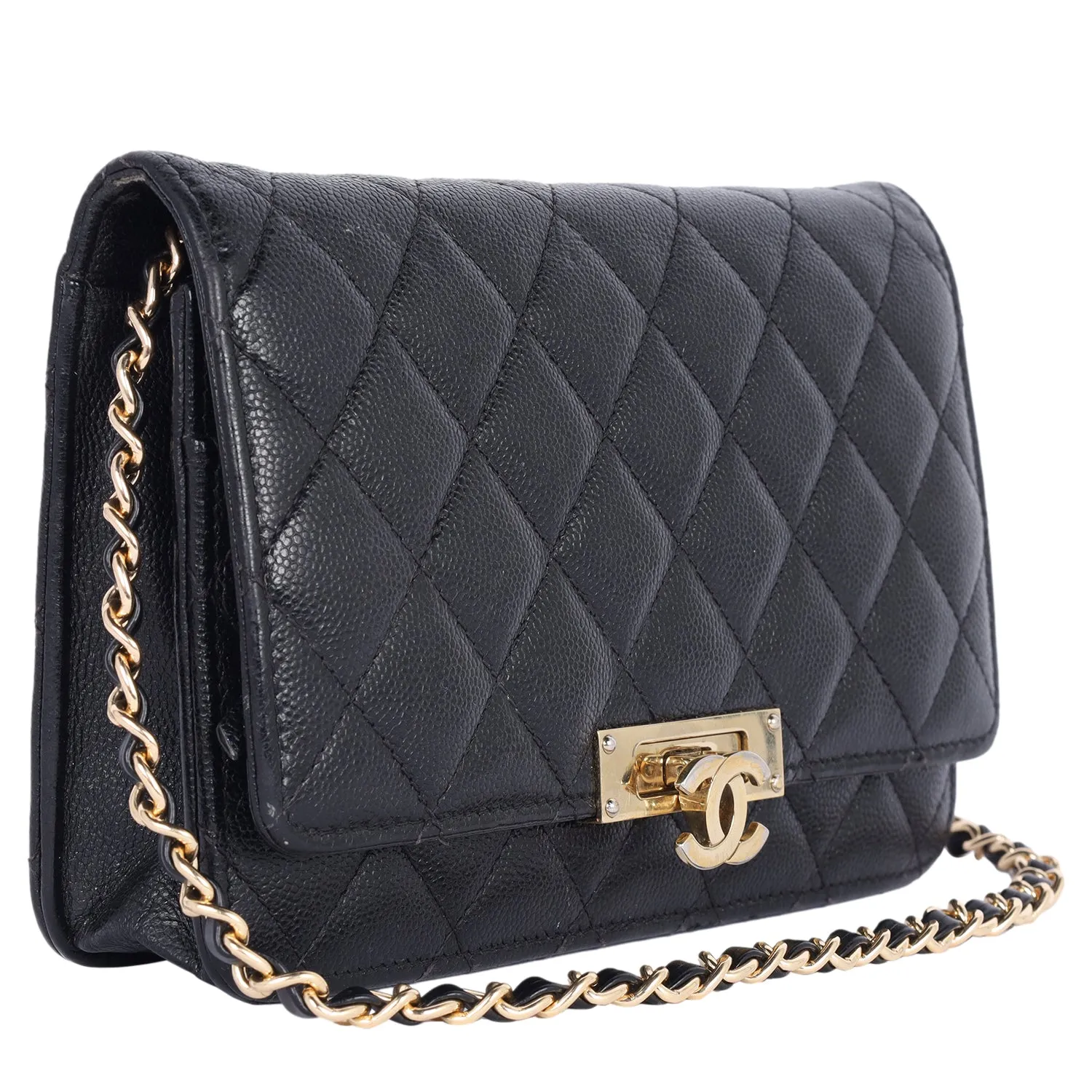 Caviar Quilted Golden Class Wallet On Chain WOC